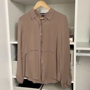 Theory - Rosita Dark Blush Silk Blouse